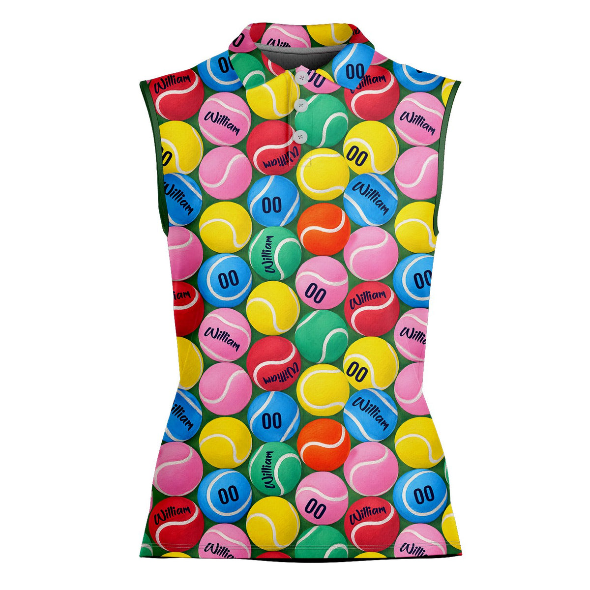 Alternative front view of the personalized tennis polo shirt