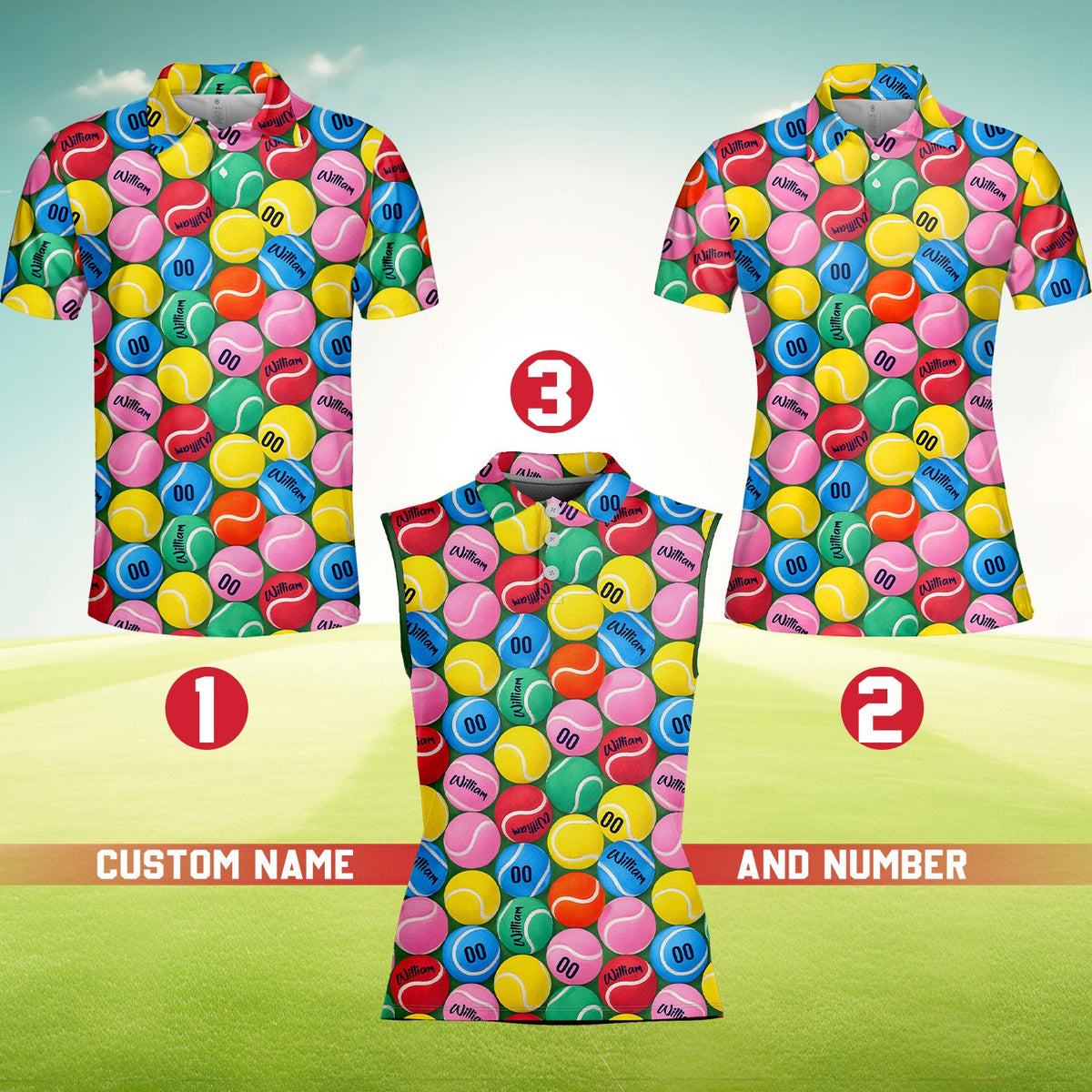 Additional detail view showing the colorful tennis ball design