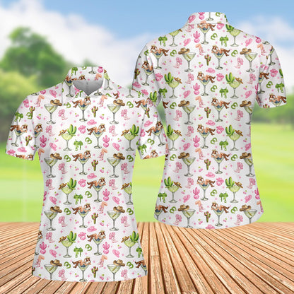 Lifestyle view of a person wearing the western cowgirl polo shirt