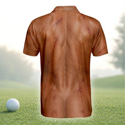 Brown zombie horror polo shirt back view alternate angle