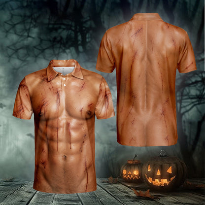 Zombie polo shirt front view alternate angle