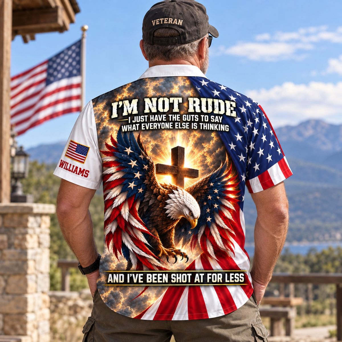 Back print of the veteran Hawaiian shirt: I'm Not Rude, I Just Have The Guts To Say What Everyone Else Is Thinking, And I've Been Shot At For Less
