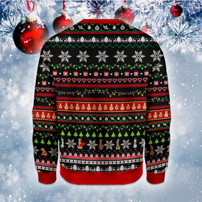 Second back view of the black holiday ugly sweater