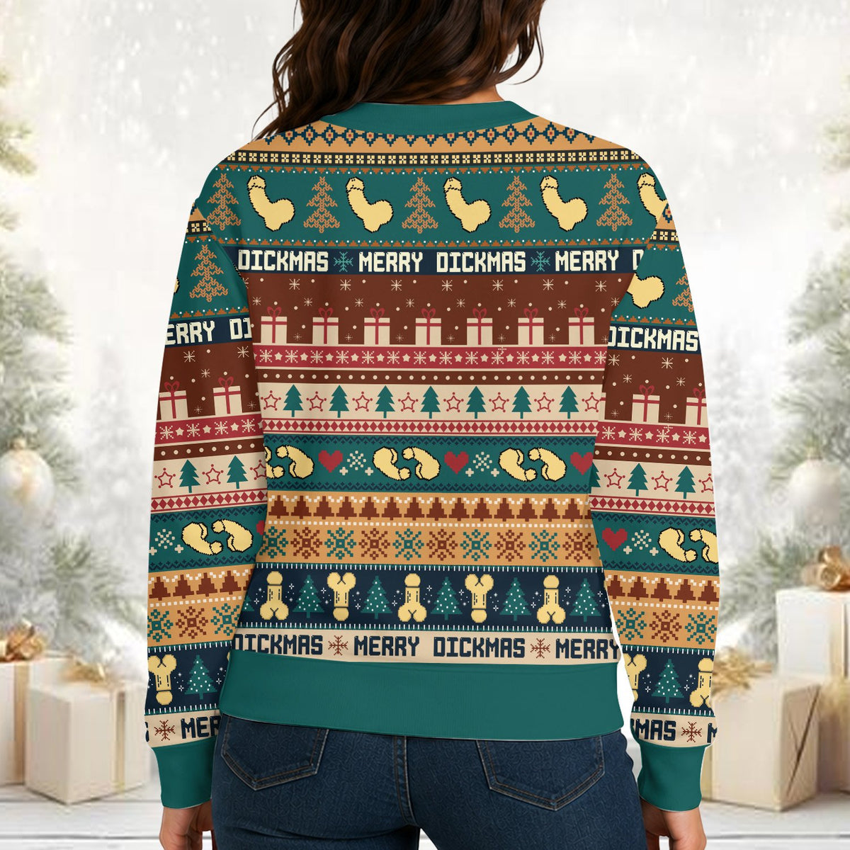 Third back view highlighting the teal color