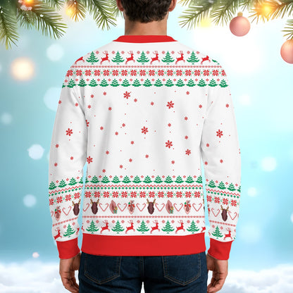 Second back view of the adult humor ugly Christmas sweater