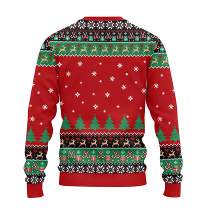 Back view of the red adult ugly sweater