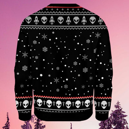 Close-up back view highlighting the traditional ugly sweater elements