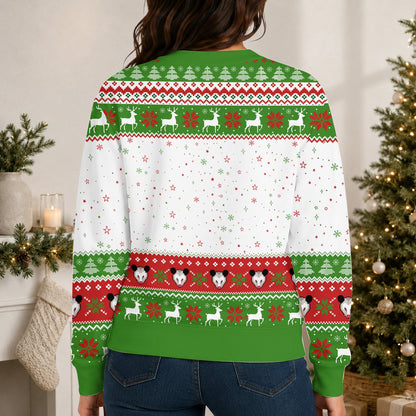 Back view of the opossum holiday ugly sweater