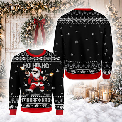 Front view detail of the badass ugly sweater