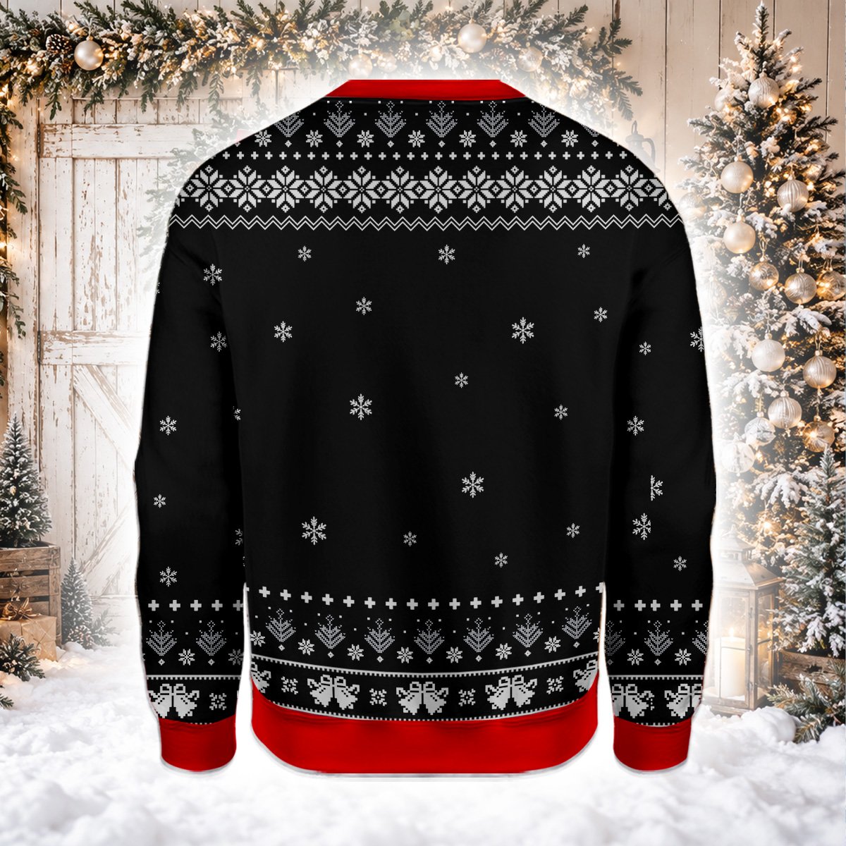 Another back view of the badass holiday sweater