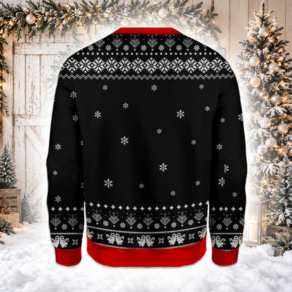 Another back view of the badass holiday sweater