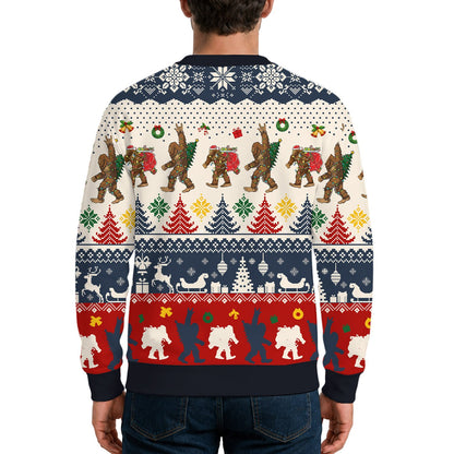 Back view of holiday ugly sweater