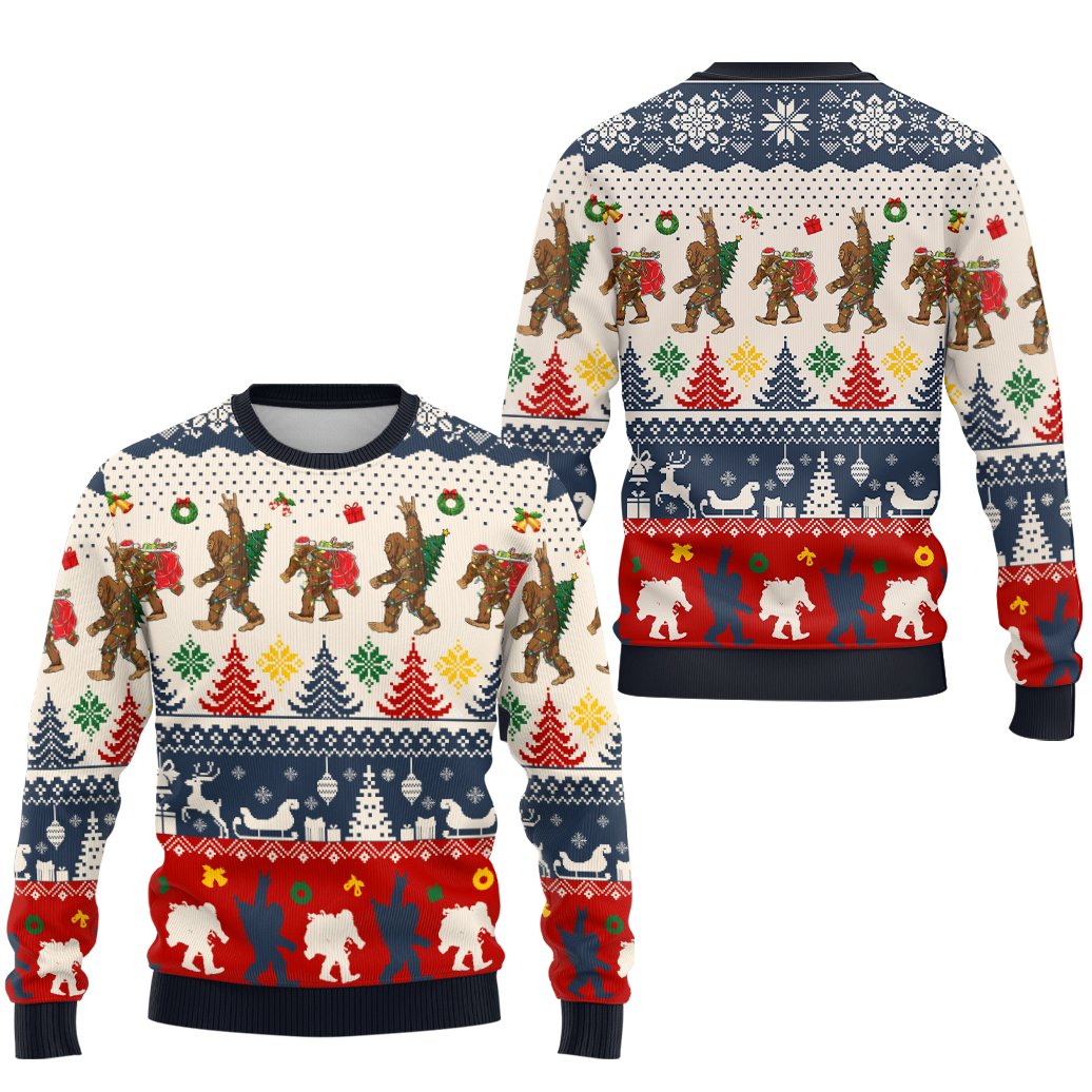 Navy bigfoot ugly sweater, main view