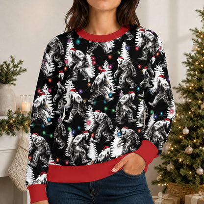 Second lifestyle view of black bigfoot ugly sweater