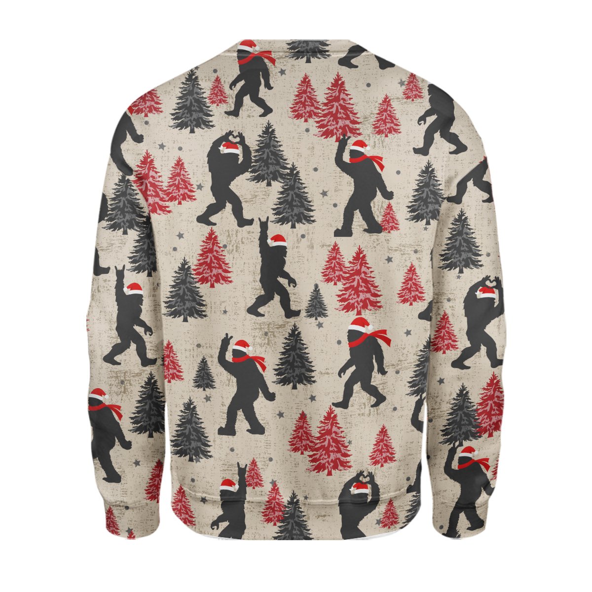 Back view of the bigfoot holiday ugly sweater pattern