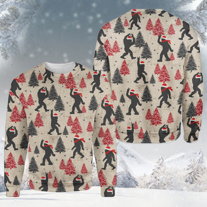 Additional front view of the beige bigfoot ugly sweater