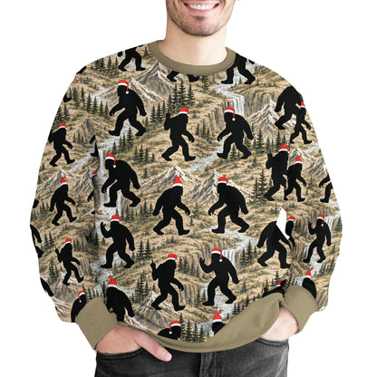 Person wearing the Christmas ugly sweater in a festive holiday setting