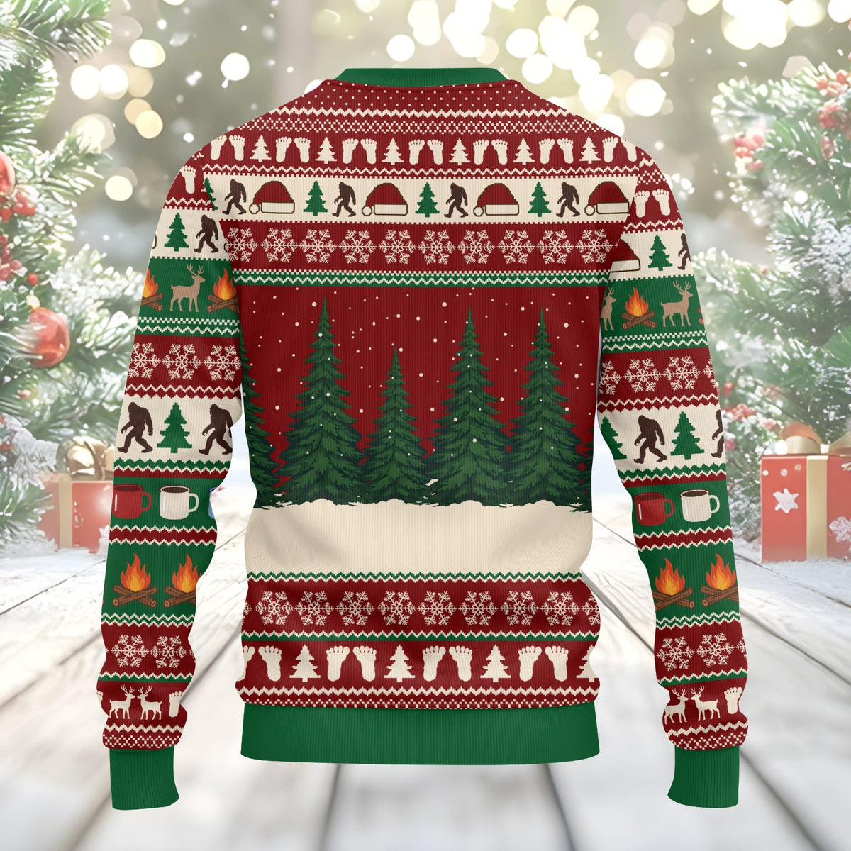 Secondary back view of the holiday ugly sweater