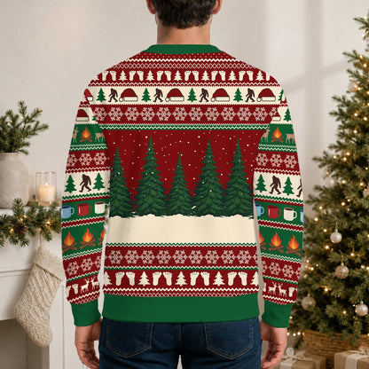 Fourth lifestyle view of the festive red and green ugly sweater