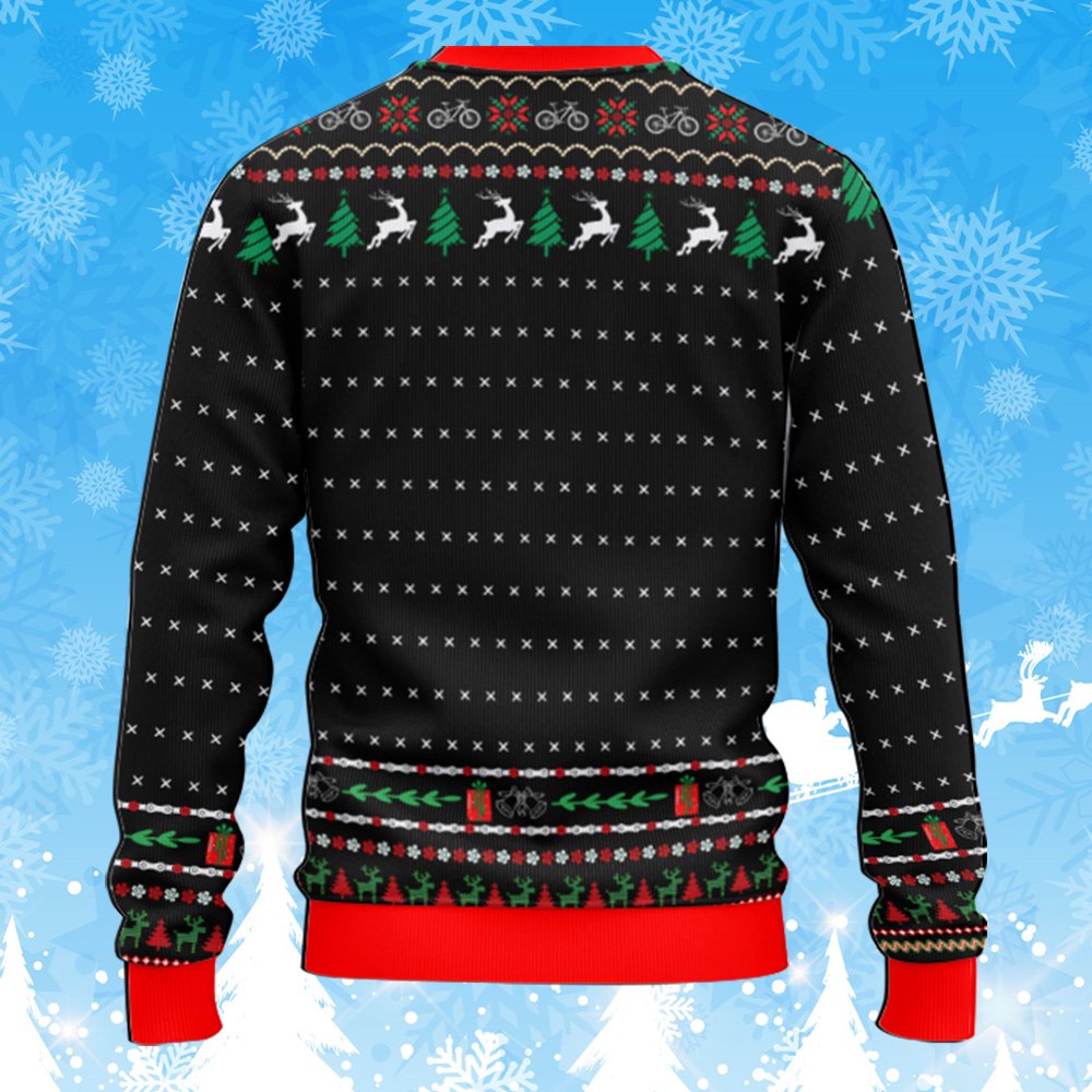 Detailed back view of the ugly holiday sweater
