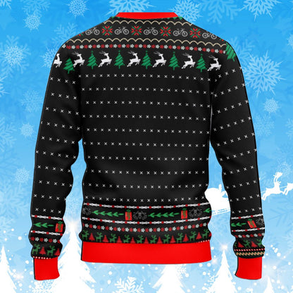 Detailed back view of the ugly holiday sweater