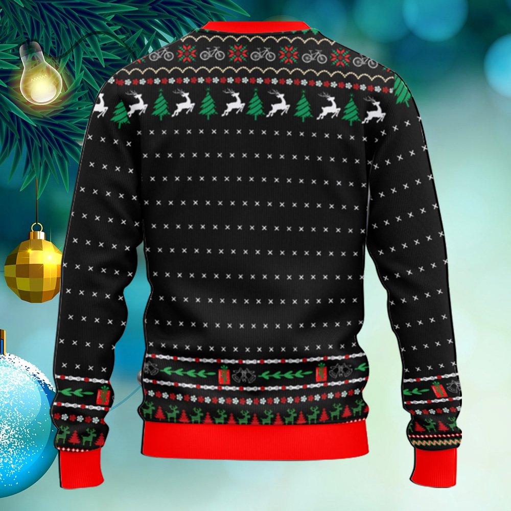 Close-up back view of the holiday ugly sweater