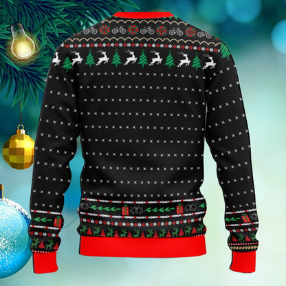 Close-up back view of the holiday ugly sweater
