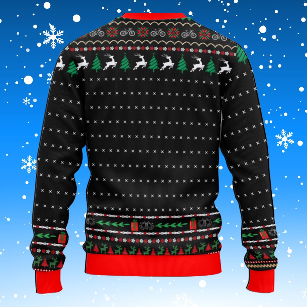 Back view of the black BMX ugly sweater