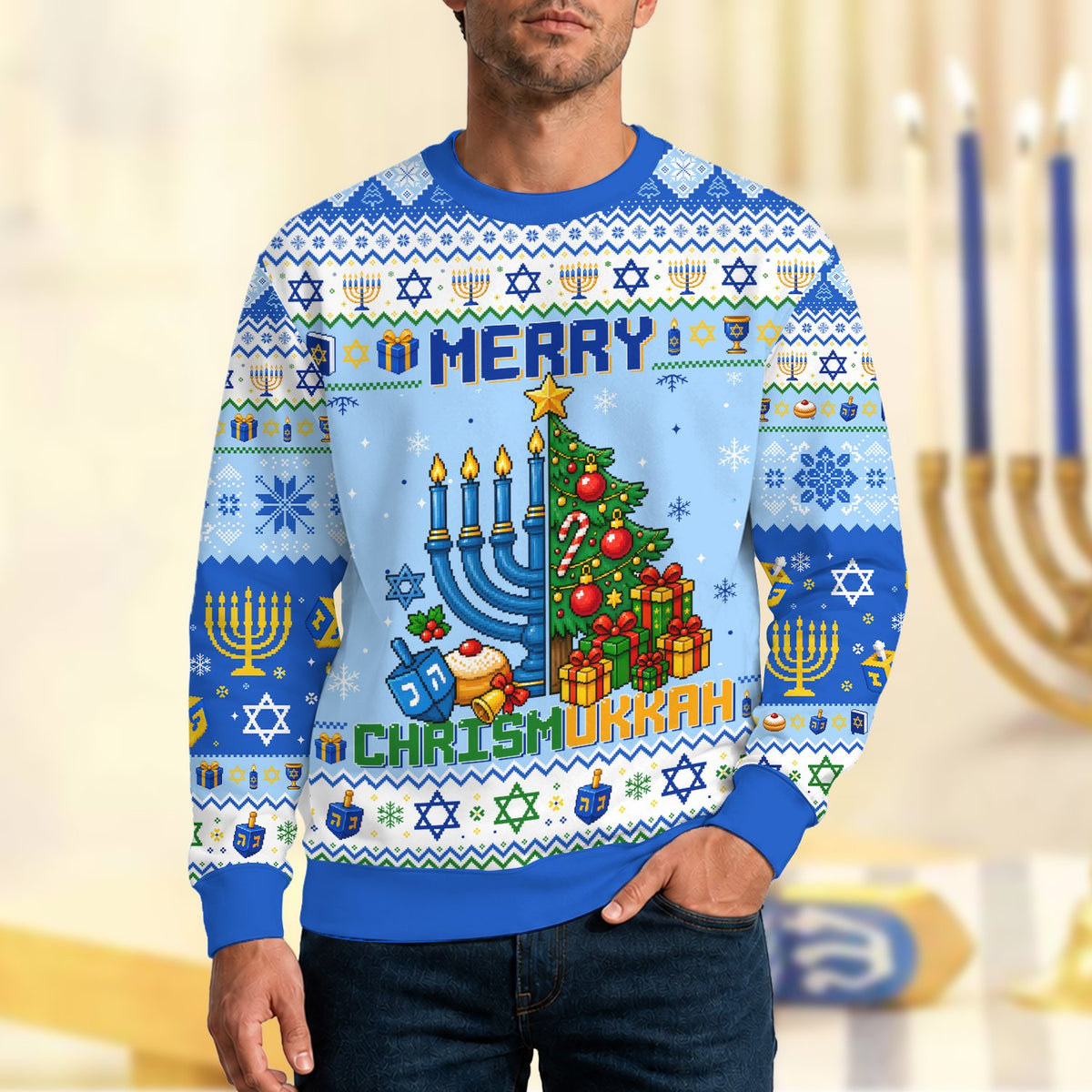 Holiday ugly sweater lifestyle view