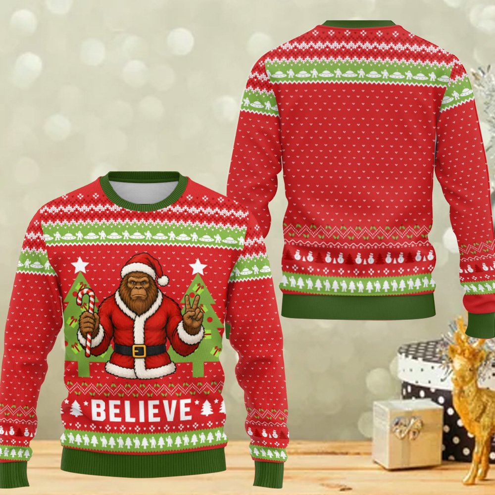 Another front view of the red christmas ugly sweater