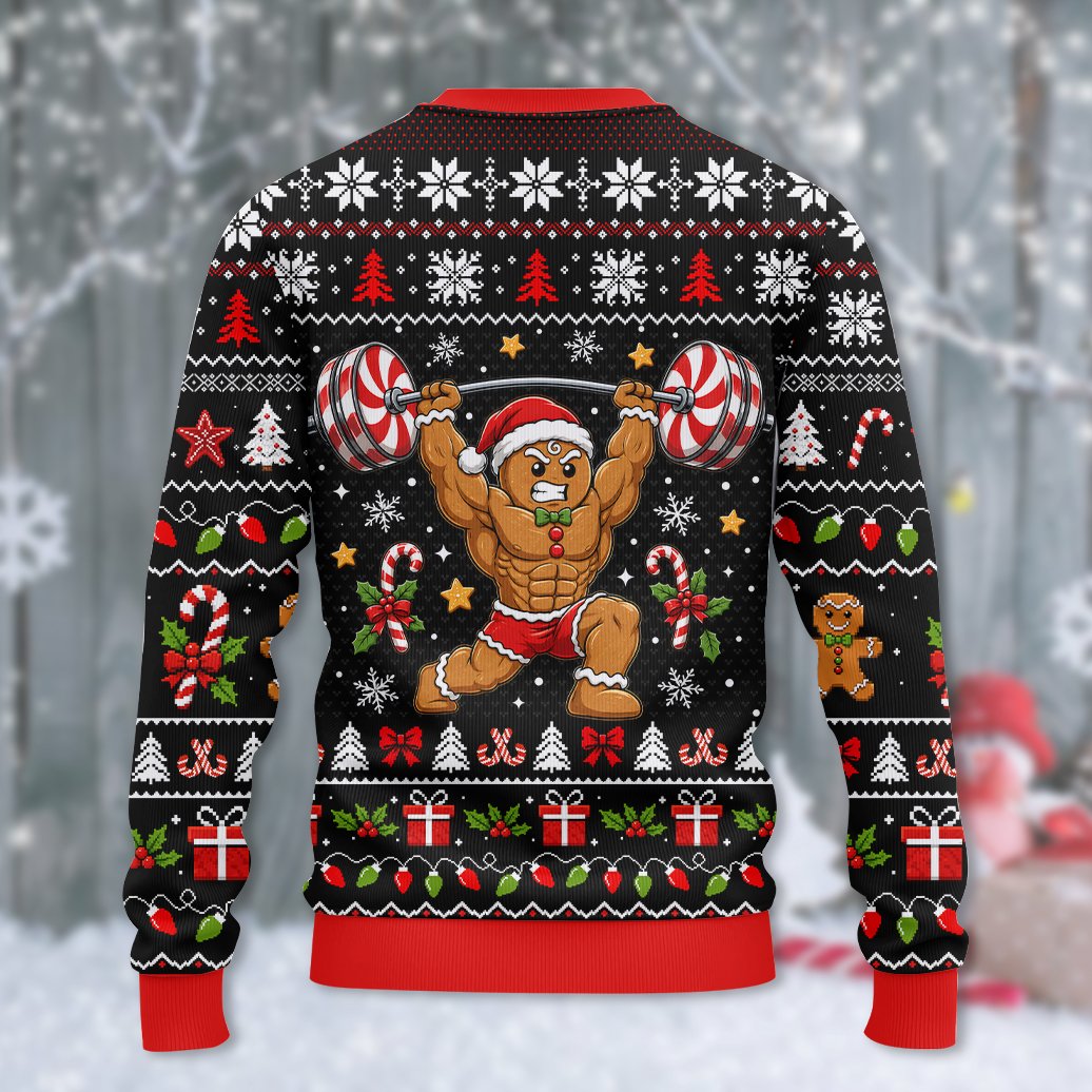 Alternative back view of the black ugly christmas sweater