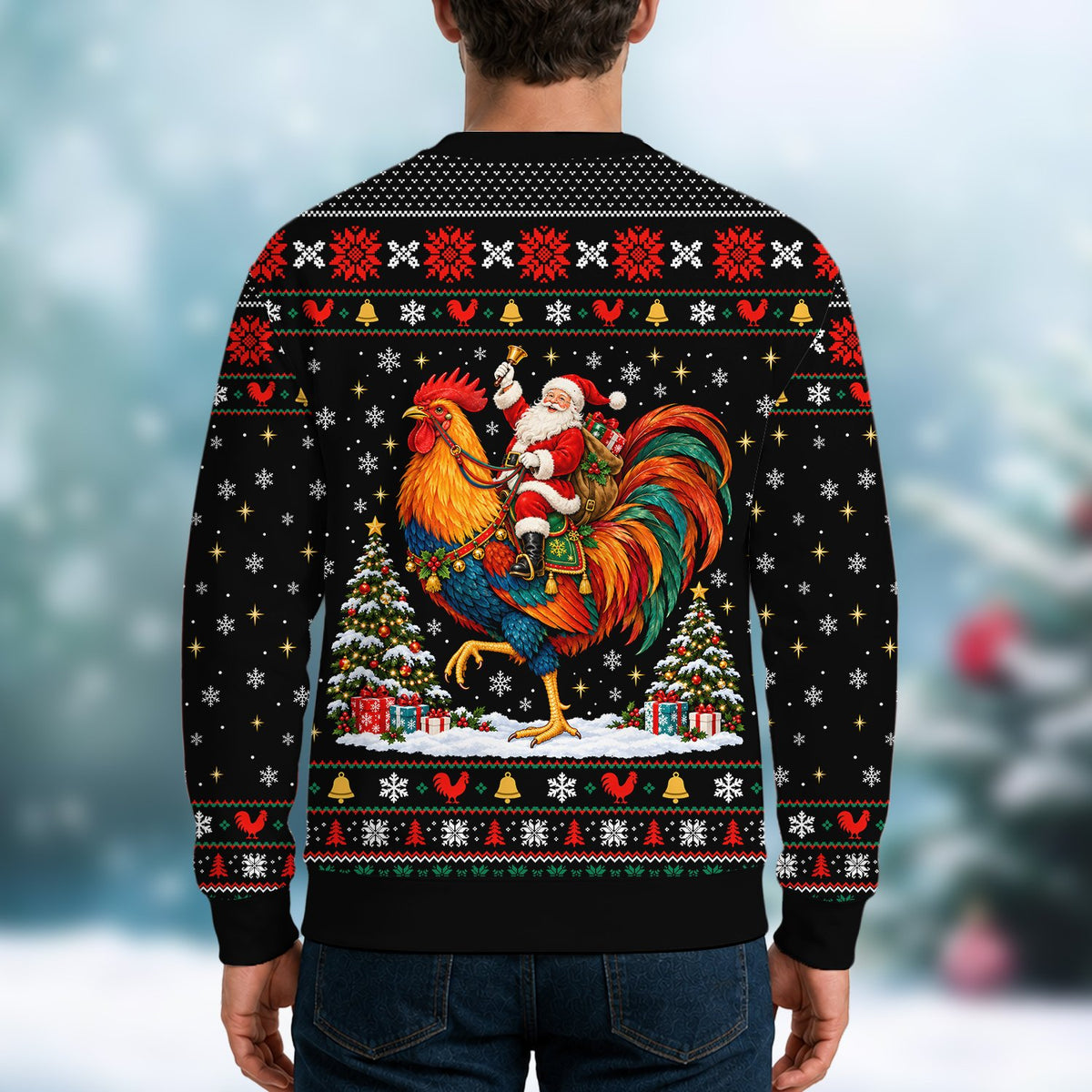 Back view highlighting the traditional knit pattern details