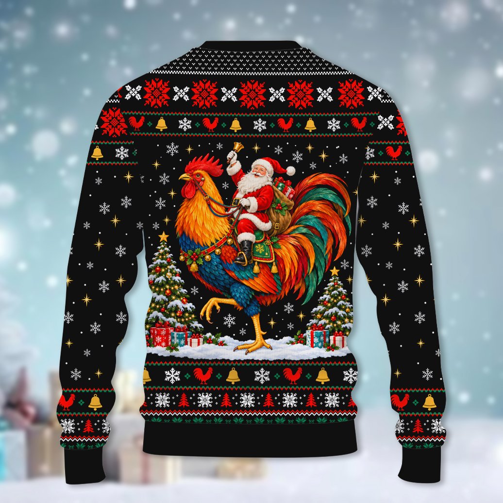 Final back view of the black holiday ugly sweater