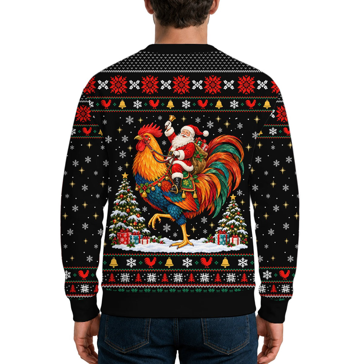 Back view of the black christmas ugly sweater