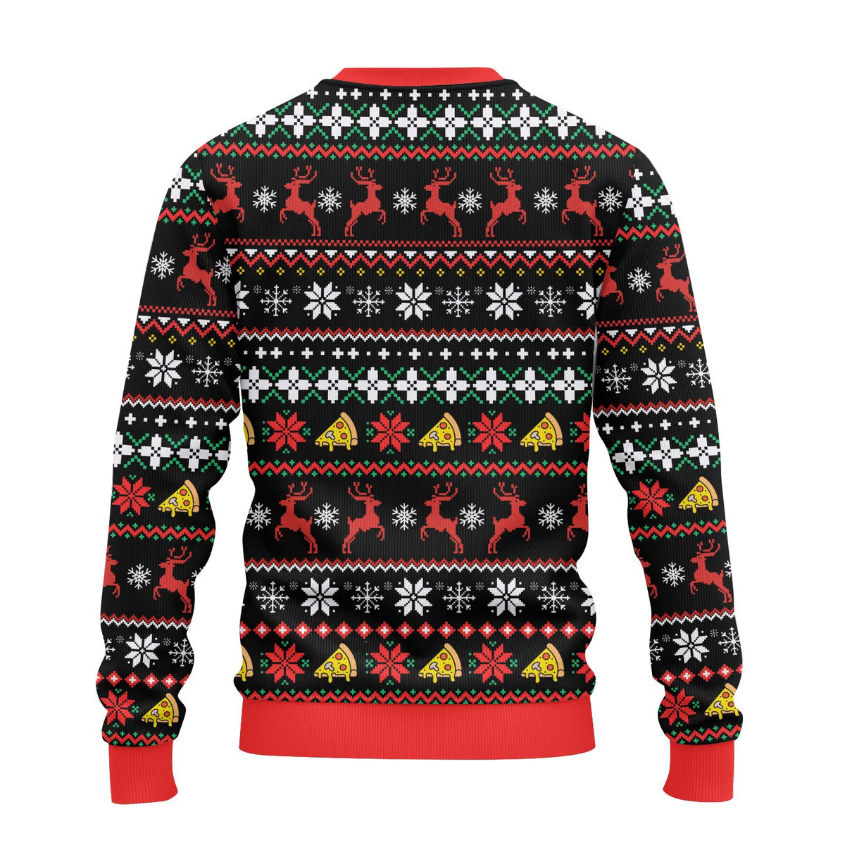 Back view of black christmas ugly sweater