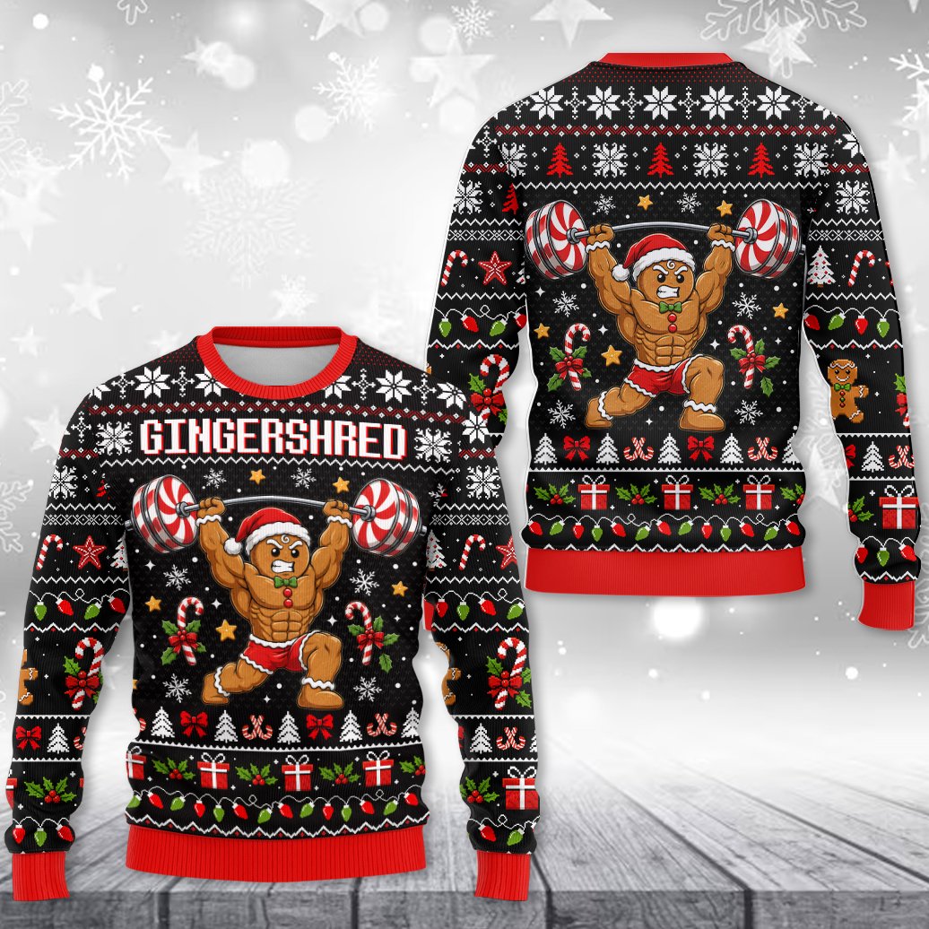 Alternative front view of the black ugly christmas sweater