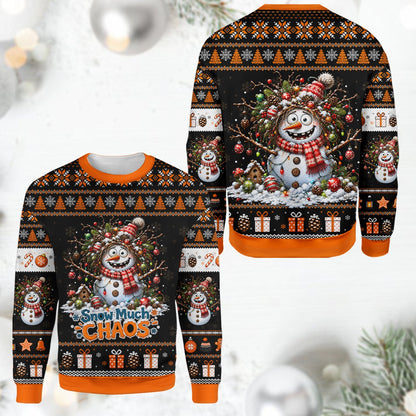 Black ugly christmas sweater style top, fifth front view