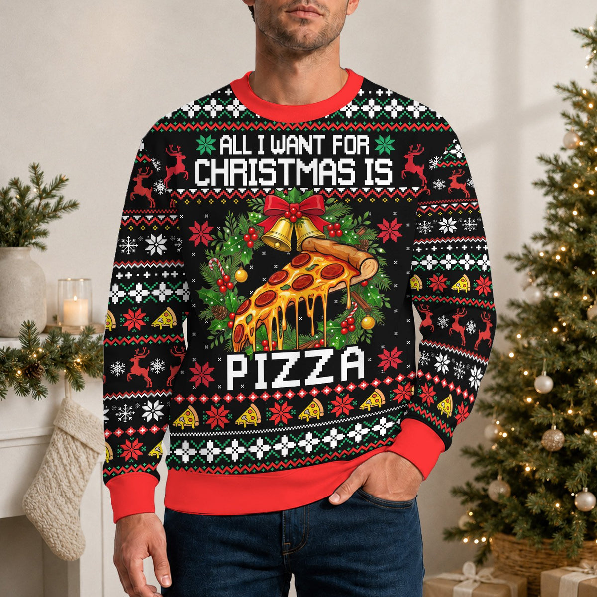 Second lifestyle view of holiday ugly sweater