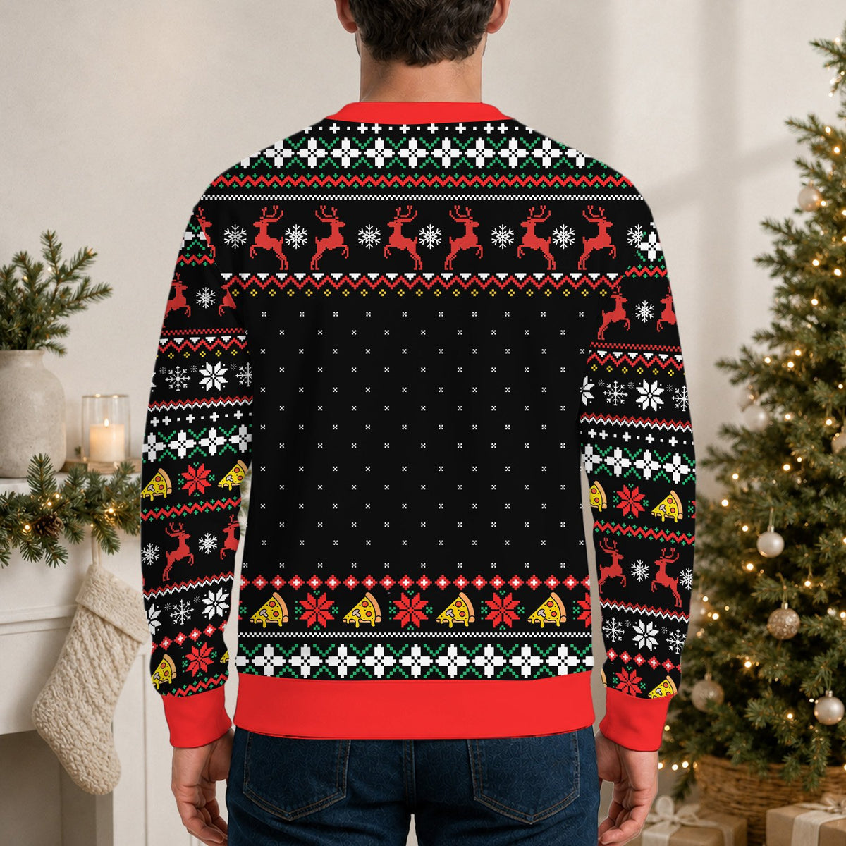 Fourth lifestyle view of black holiday sweater