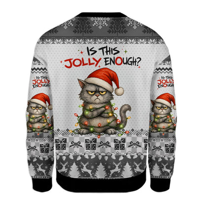 Back view of the gray christmas ugly sweater showing holiday pattern