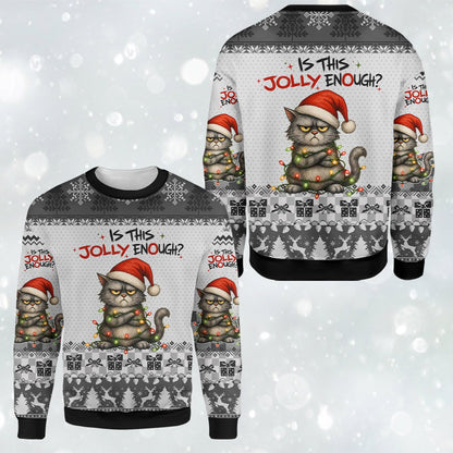 Detailed front view of the funny holiday ugly sweater
