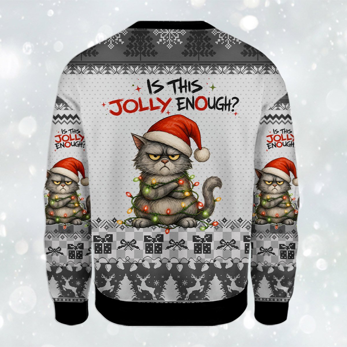 Close up front view showing the Is This Jolly Enough text