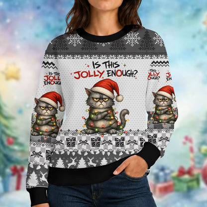 Second lifestyle shot of the gray christmas ugly sweater