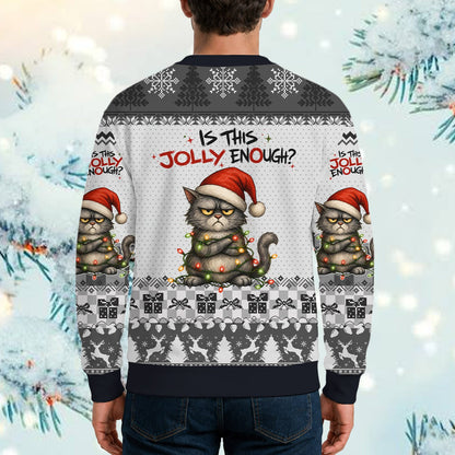 Third lifestyle image featuring the funny cat christmas ugly sweater