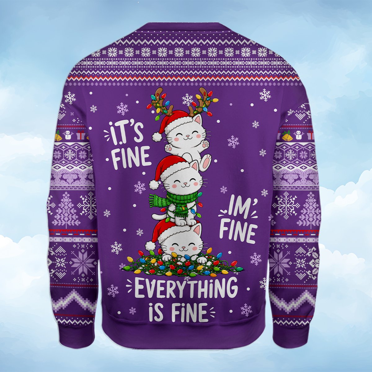 Detailed back view of the holiday sweater pattern