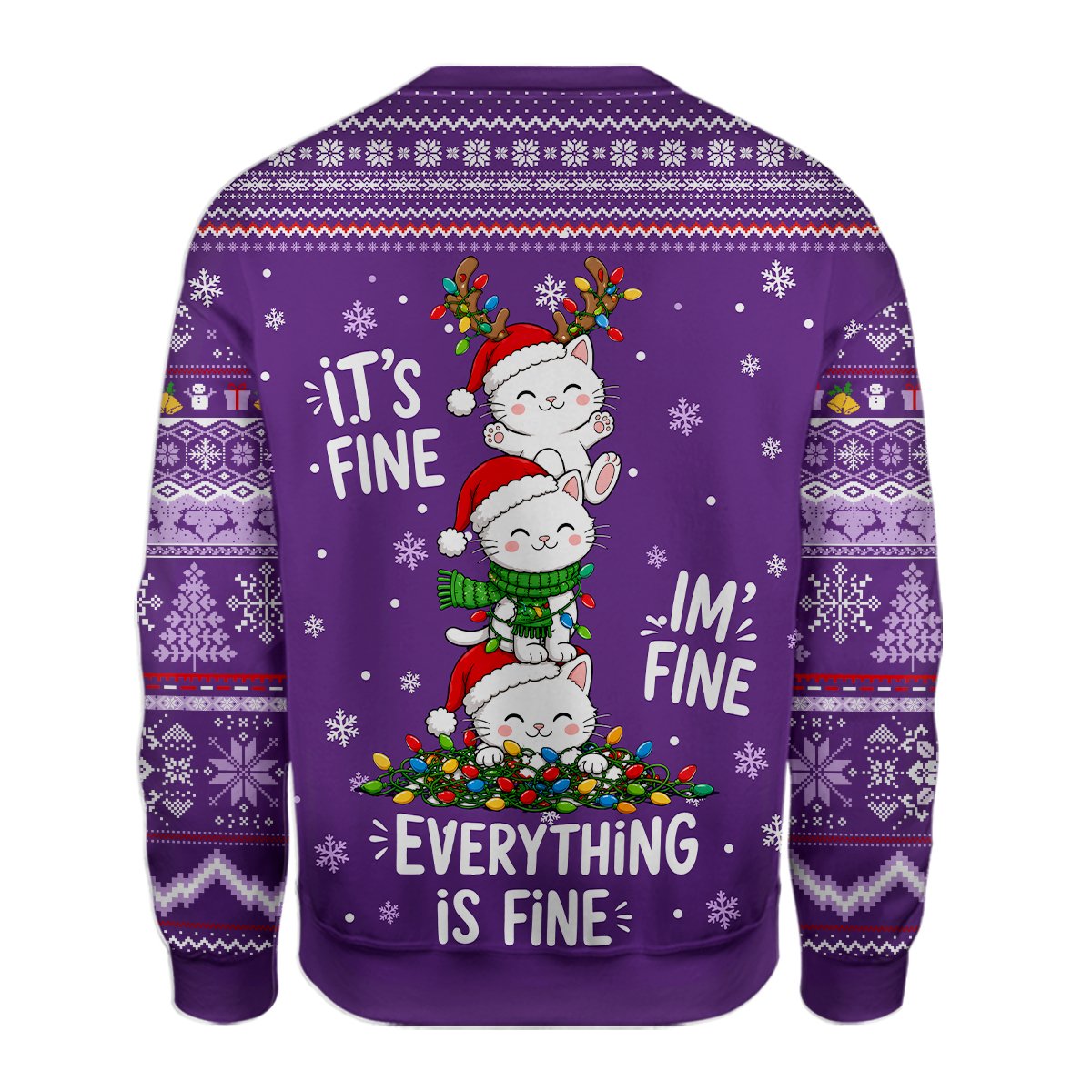 Back view of the ugly christmas sweater purple