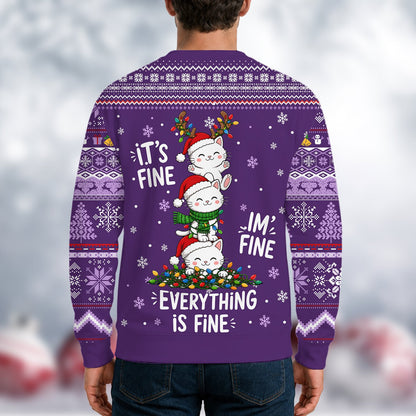Third lifestyle setting showing the ugly sweater in a festive environment