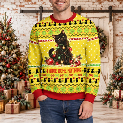 Back view of the ugly christmas sweater yellow showing festive fair isle patterns