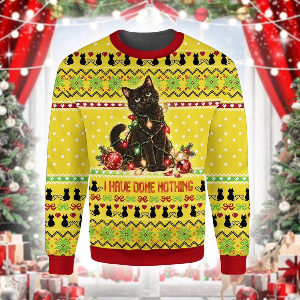 Outdoor lifestyle image showcasing the ugly yellow christmas sweater