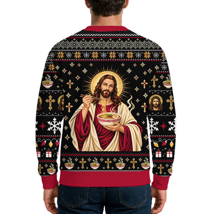 Back view of the black holiday ugly sweater